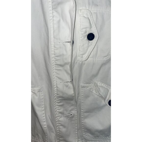 RALPH LAUREN JEANS CO Womens M White Denim Jacket Nautical Zip Button Boating - Picture 5 of 7